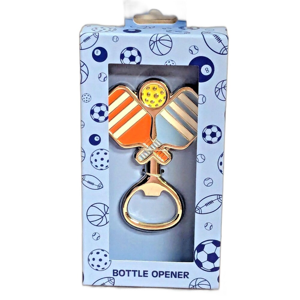 Pickleball Bottle Opener Kitchen Barware Silver Metal 3.5-in Sporting Gift NEW